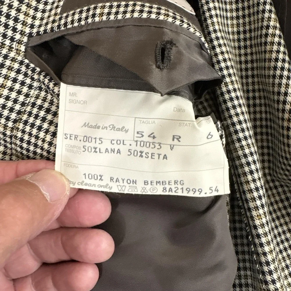 Maus Hoffman Blazer Sport Coat UNstructured Mens 44R Check Wool Silk Tweed Italy